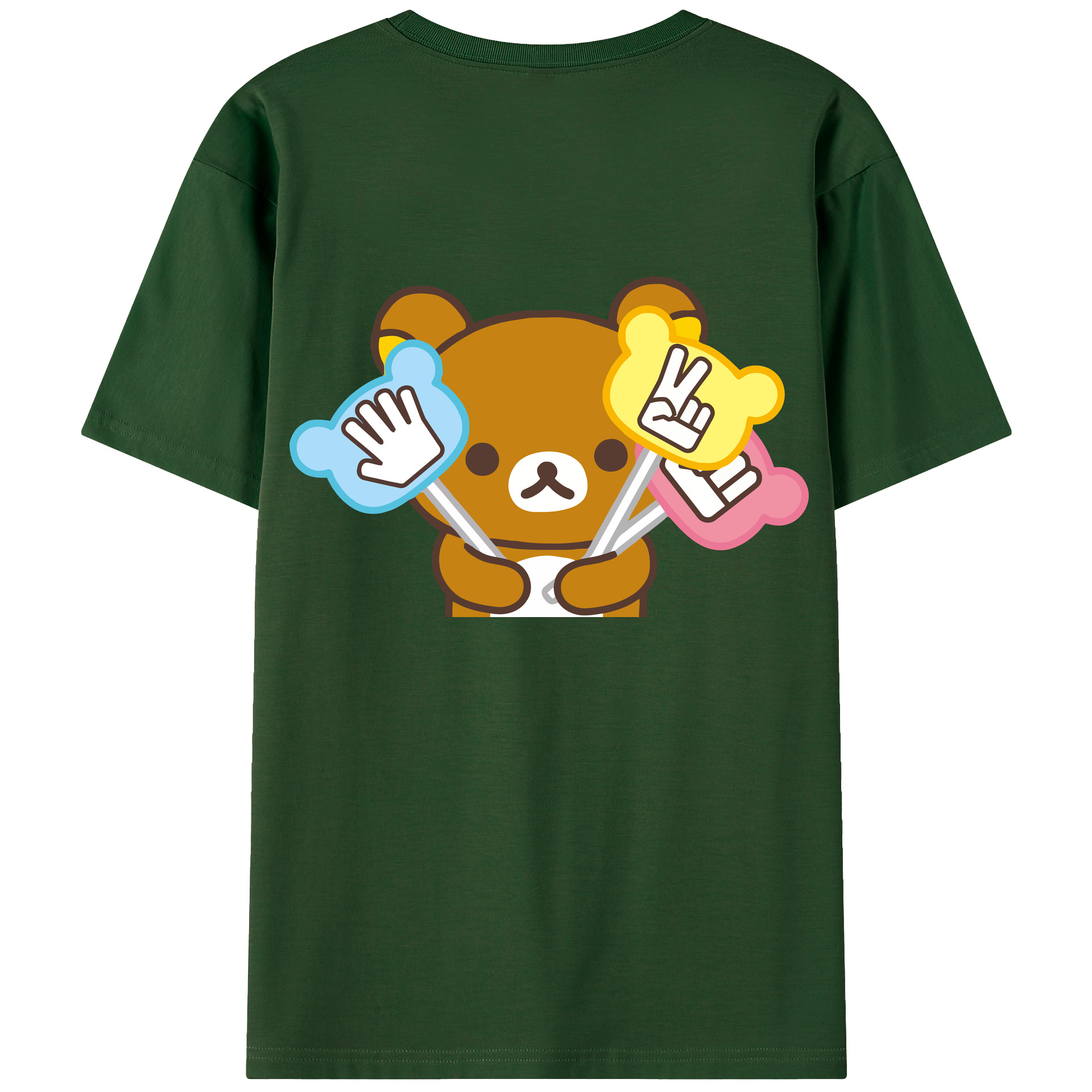 （画像用） リラックマ リラックマ キイロイトリ Rilakkuma Korilakkuma Kiiroitori 綿100％半袖Tシャツ（背面プリント）